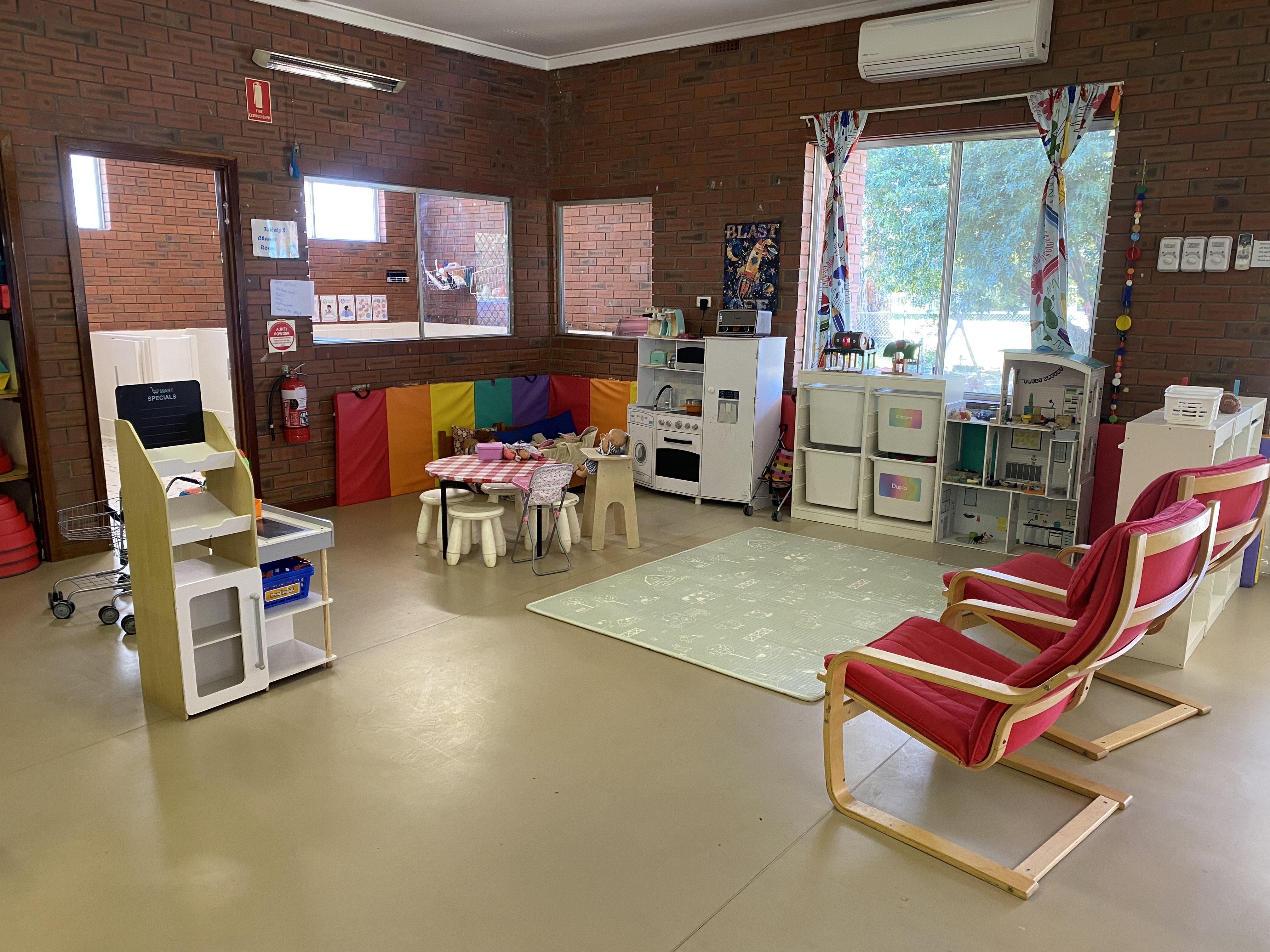Indoor play space with lots of toys